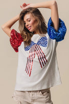 BiBi Sequin American Flag Bow Top-Tops-Krush Kandy, Women's Online Fashion Boutique Located in Phoenix, Arizona (Scottsdale Area)