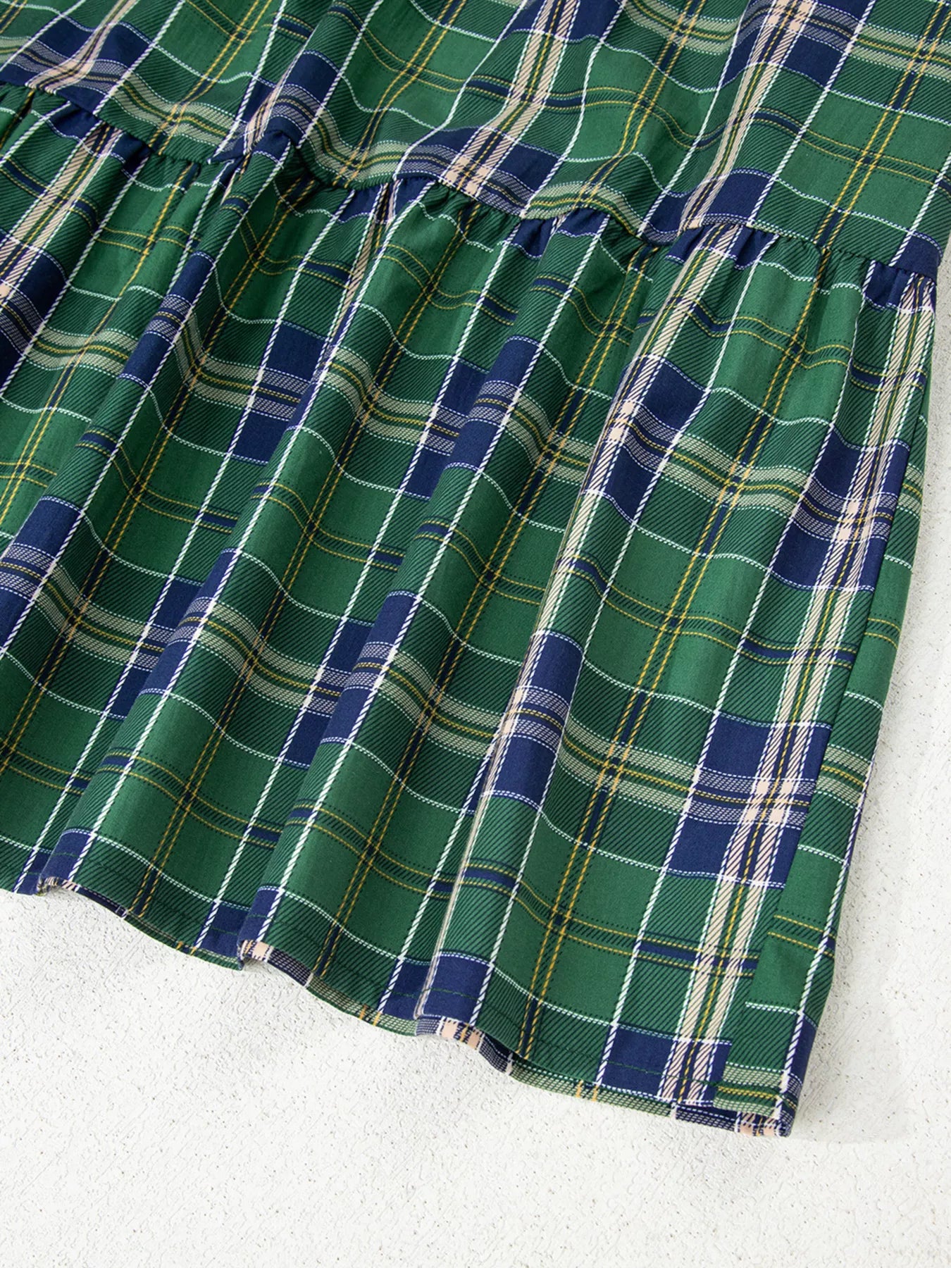 Plaid Frilly Collar Long Sleeve Shift Mini Dress-Dresses-Krush Kandy, Women's Online Fashion Boutique Located in Phoenix, Arizona (Scottsdale Area)