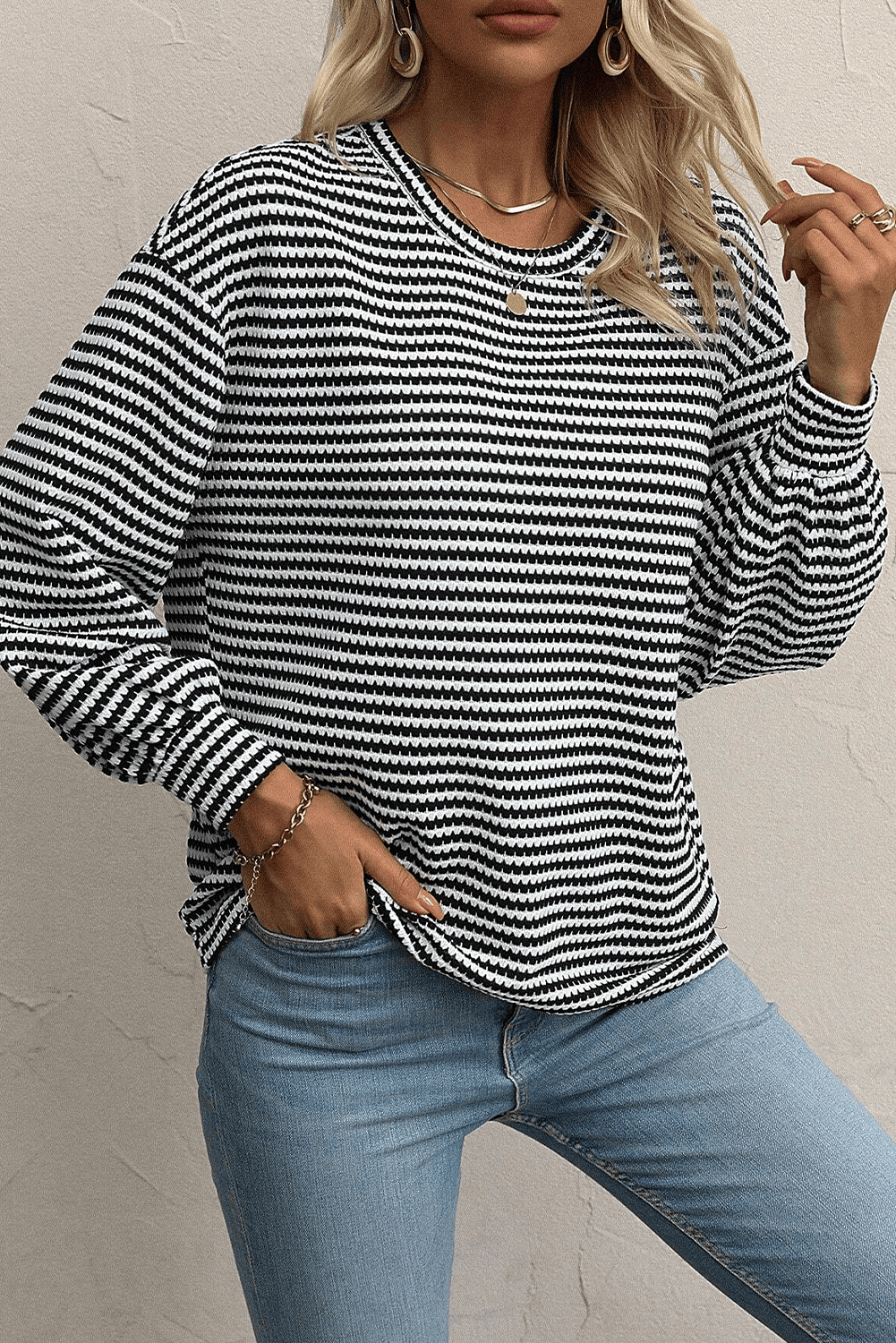 Classic Stripe Oversized Sweater-Tops-Krush Kandy, Women's Online Fashion Boutique Located in Phoenix, Arizona (Scottsdale Area)