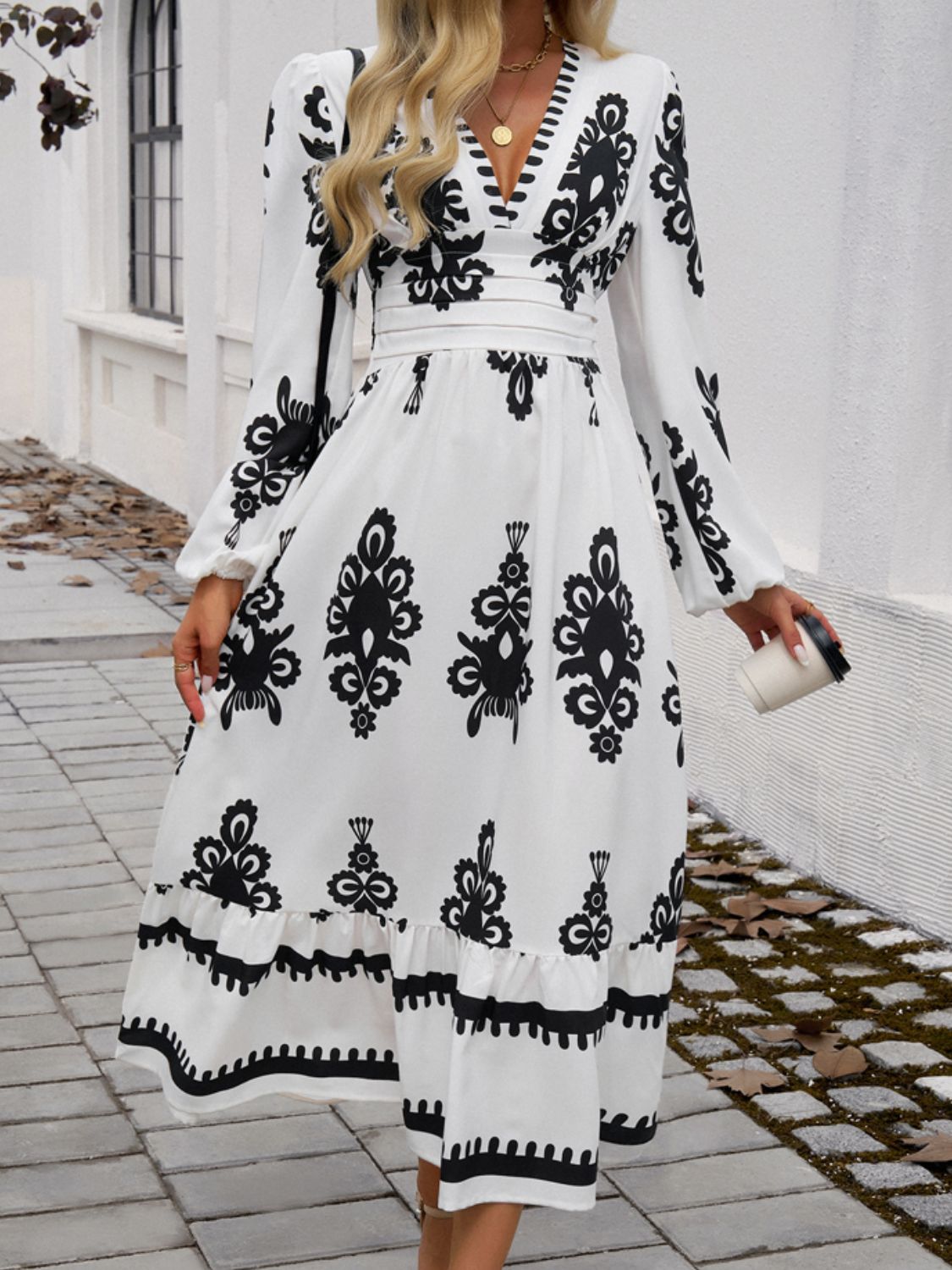 Cassie Printed Long Sleeve Maxi Dress-Dresses-Krush Kandy, Women's Online Fashion Boutique Located in Phoenix, Arizona (Scottsdale Area)