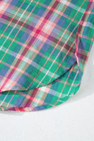 Plaid Collared Neck Three-Quarter Sleeve Shirt-Krush Kandy, Women's Online Fashion Boutique Located in Phoenix, Arizona (Scottsdale Area)