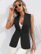 One Button Collared Neck Vest-Krush Kandy, Women's Online Fashion Boutique Located in Phoenix, Arizona (Scottsdale Area)