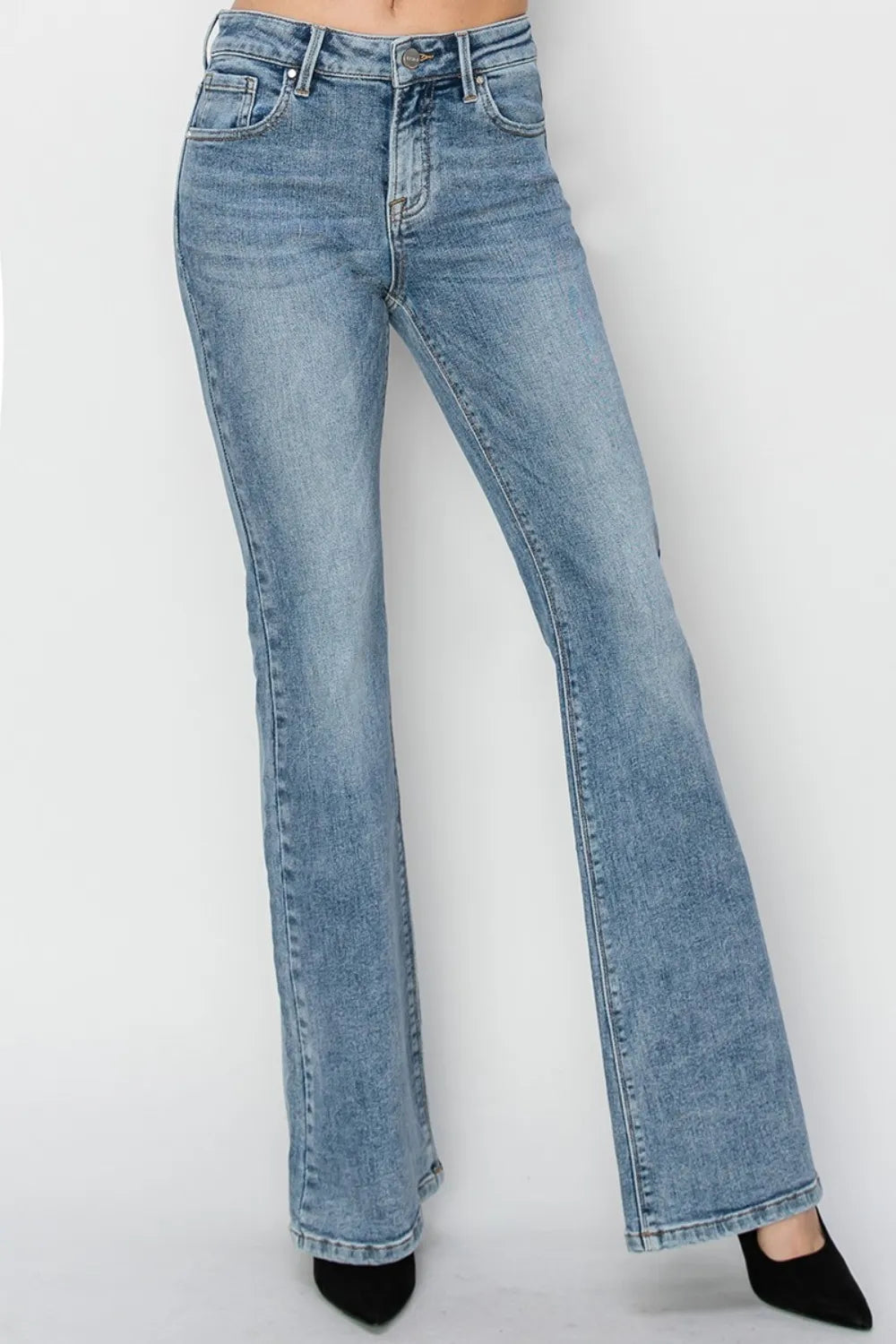 RISEN Full Size Mid Rise Bootcut Jeans-jeans-Krush Kandy, Women's Online Fashion Boutique Located in Phoenix, Arizona (Scottsdale Area)
