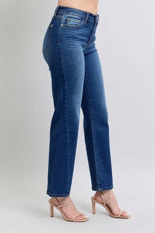 Judy Blue Full Size Side Seam Detail Straight Jeans with Pockets-jeans-Krush Kandy, Women's Online Fashion Boutique Located in Phoenix, Arizona (Scottsdale Area)