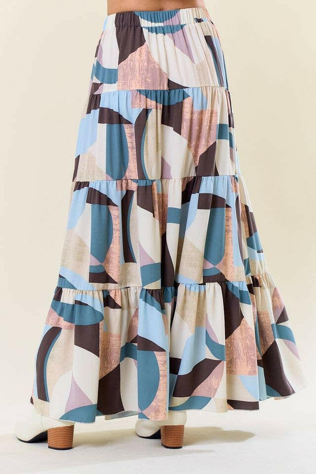 Geo Dreams Tiered Maxi Skirt-Skirts-Krush Kandy, Women's Online Fashion Boutique Located in Phoenix, Arizona (Scottsdale Area)