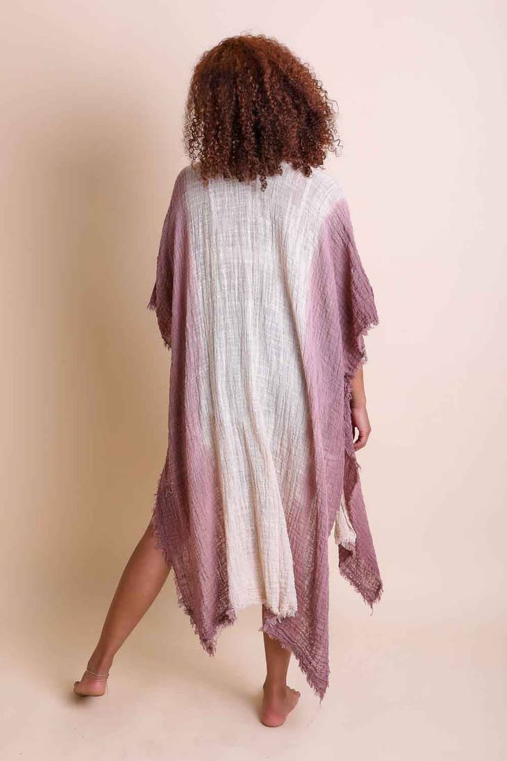 Frayed Cotton Bohemian Ombre Kimono-Kimonos-Krush Kandy, Women's Online Fashion Boutique Located in Phoenix, Arizona (Scottsdale Area)