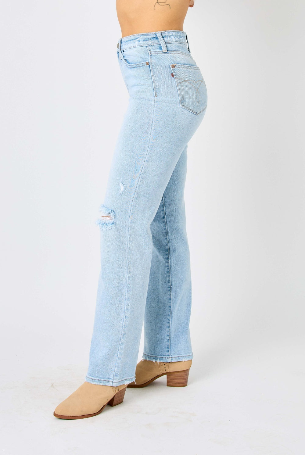 Judy Blue Full Size High Waist Distressed Straight Jeans-Krush Kandy, Women's Online Fashion Boutique Located in Phoenix, Arizona (Scottsdale Area)