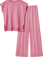 Round Neck Cap Sleeve Top and Pants Knit Set-Krush Kandy, Women's Online Fashion Boutique Located in Phoenix, Arizona (Scottsdale Area)