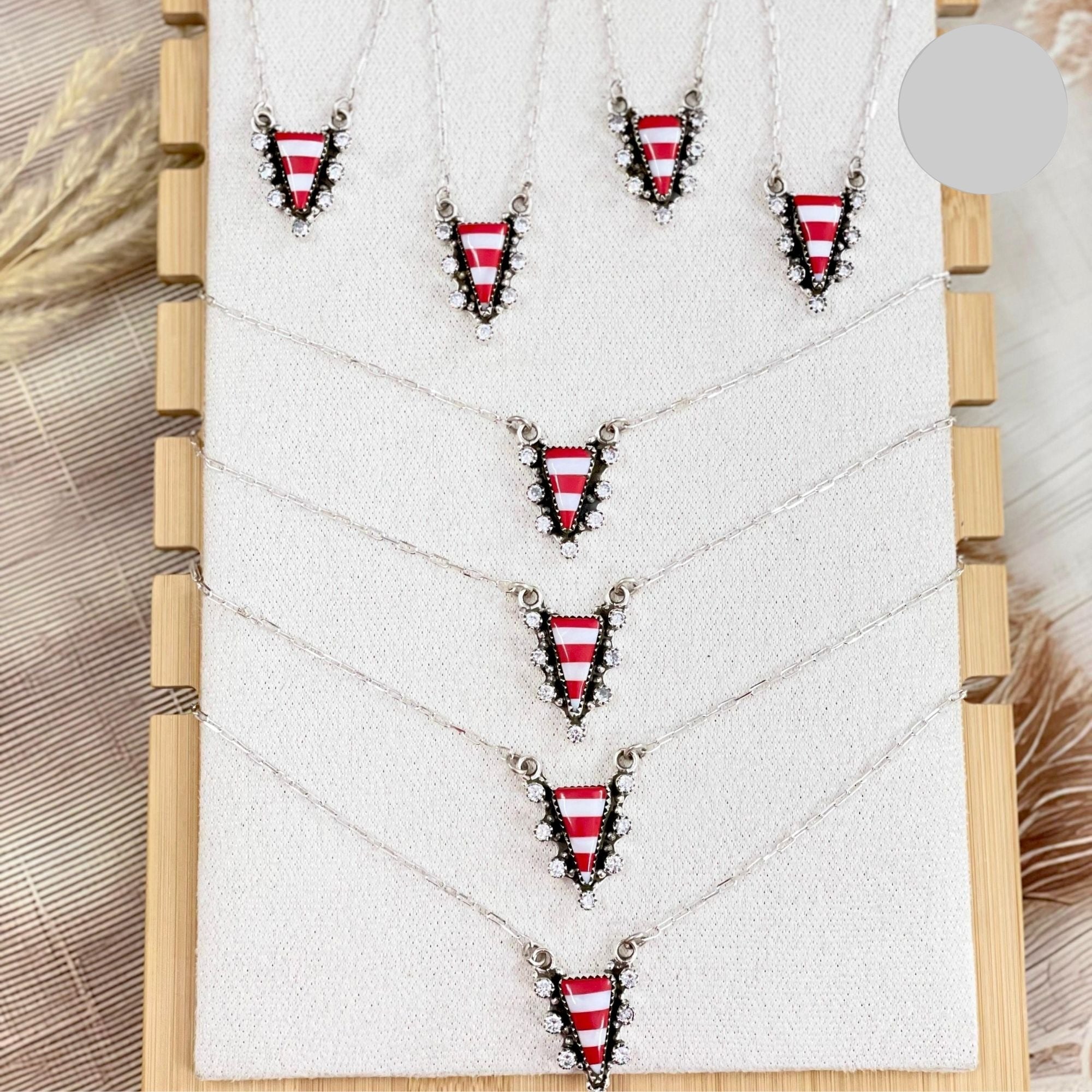 Holiday Stripe White CZ Tree Necklace-Chain Necklaces-Krush Kandy, Women's Online Fashion Boutique Located in Phoenix, Arizona (Scottsdale Area)