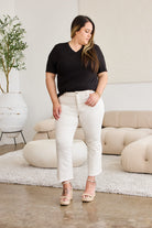 RFM Mini Mia Full Size Tummy Control High Waist Raw Hem Jeans-Jeans-Krush Kandy, Women's Online Fashion Boutique Located in Phoenix, Arizona (Scottsdale Area)