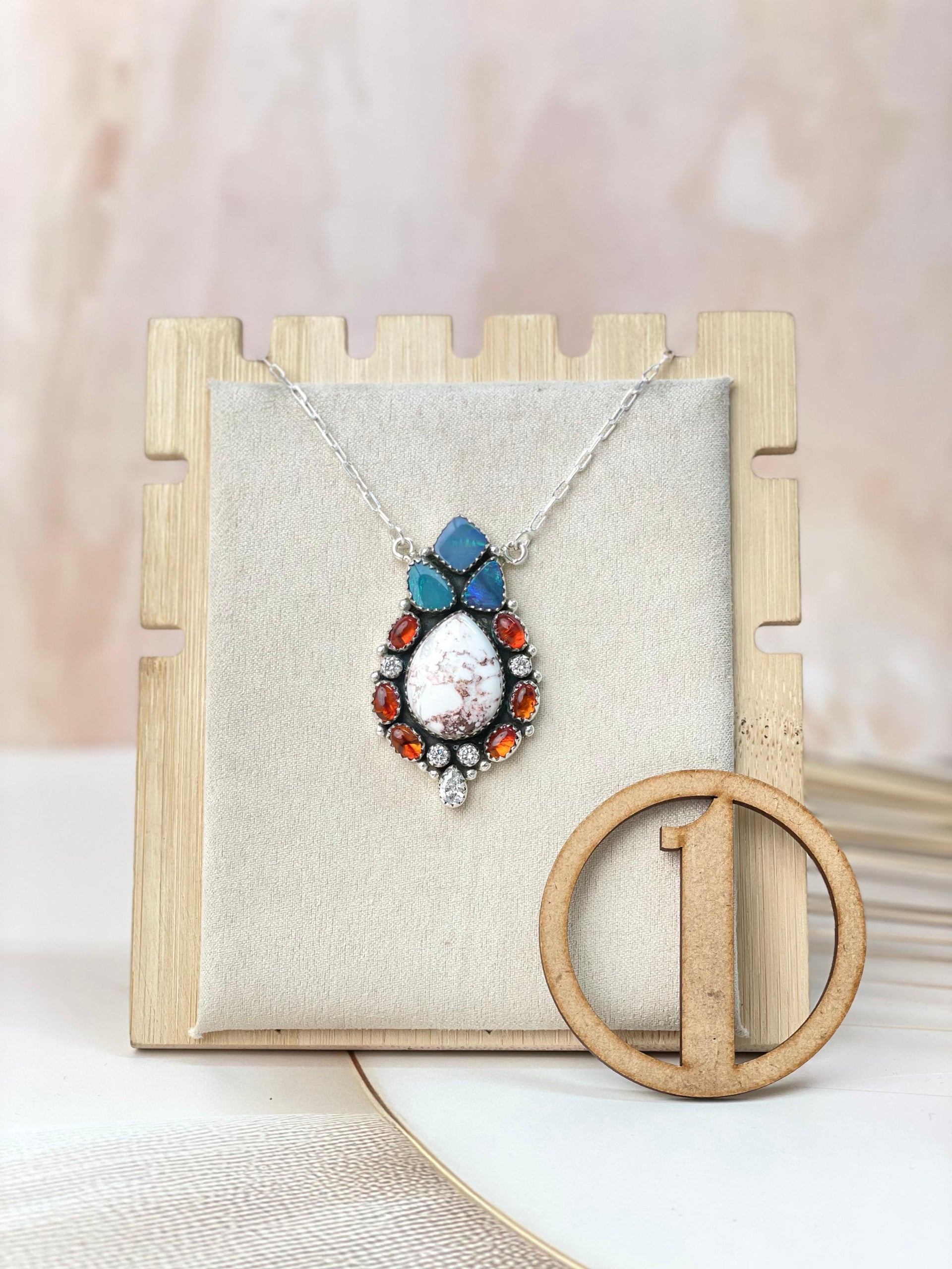 Australian Opal & Amber Necklace sno 54-Necklaces-Krush Kandy, Women's Online Fashion Boutique Located in Phoenix, Arizona (Scottsdale Area)