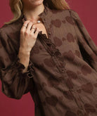 Umgee Heart Jacquard Ruffle Trim Shirt-Tops-Krush Kandy, Women's Online Fashion Boutique Located in Phoenix, Arizona (Scottsdale Area)