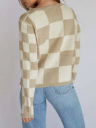 Checkered Tie-Front Cropped Cardigan-Cardigan-Krush Kandy, Women's Online Fashion Boutique Located in Phoenix, Arizona (Scottsdale Area)