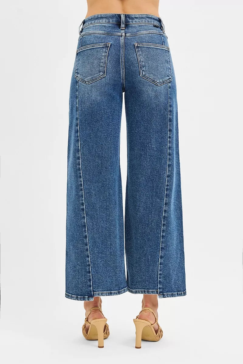 RISEN High Rise Crop Wide Leg Jeans with Step Hem-Jeans-Krush Kandy, Women's Online Fashion Boutique Located in Phoenix, Arizona (Scottsdale Area)