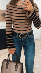 Stripe Long Sleeve Sweater Top-Long Sleeve Tops-Krush Kandy, Women's Online Fashion Boutique Located in Phoenix, Arizona (Scottsdale Area)