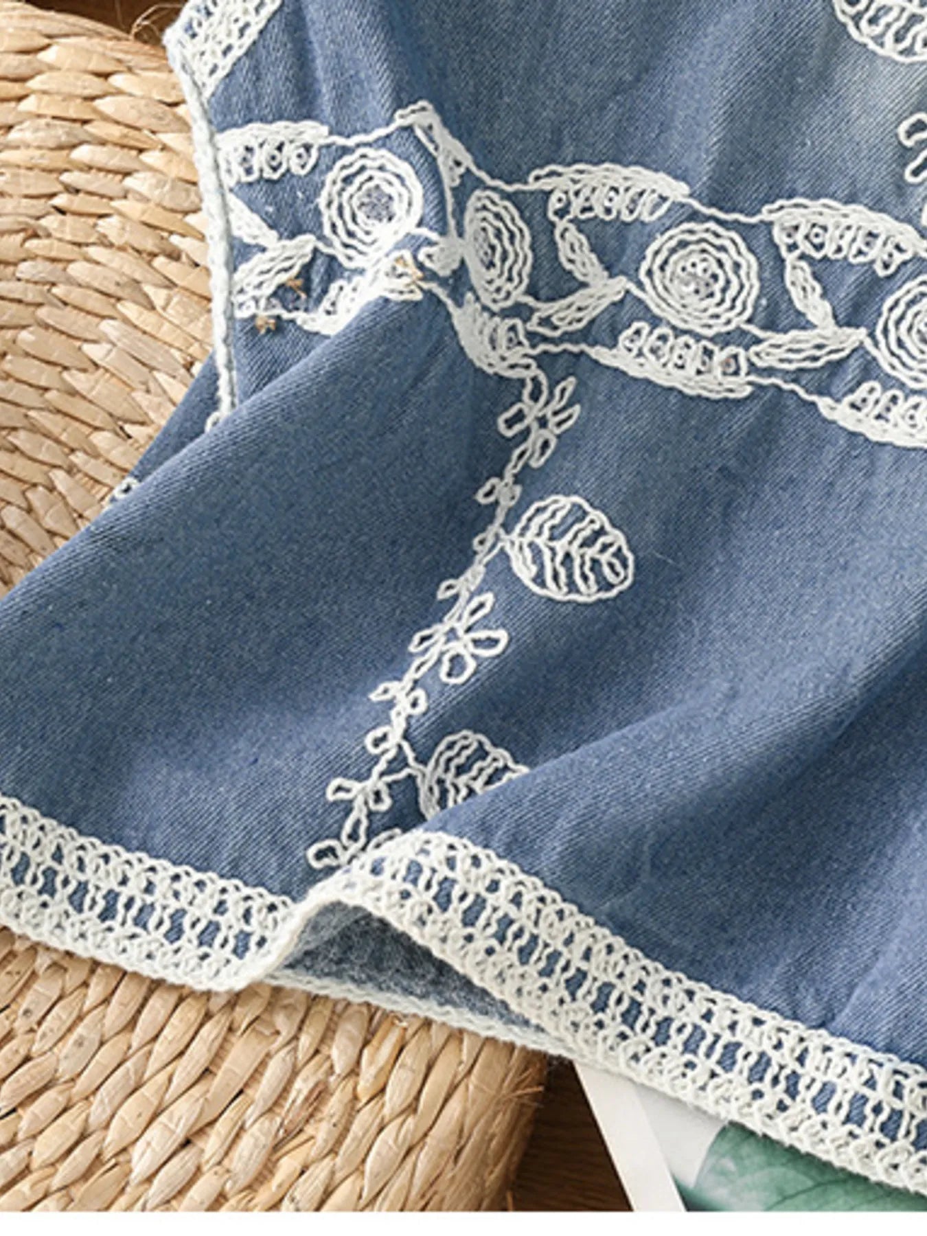 Embroidered Button Up V-Neck Vest Coat-Vests-Krush Kandy, Women's Online Fashion Boutique Located in Phoenix, Arizona (Scottsdale Area)