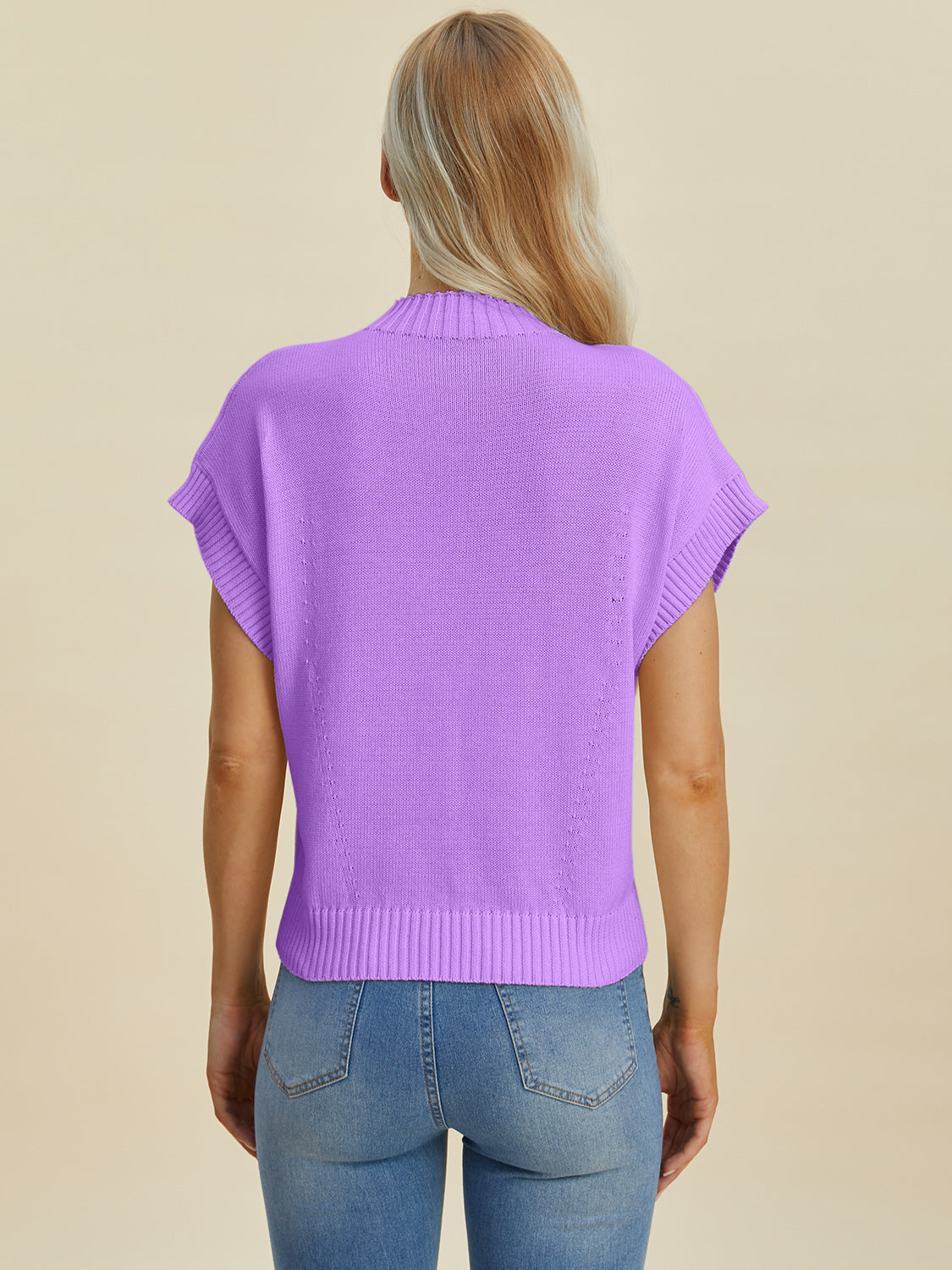 Double Take Full Size Mock Neck Short Sleeve Sweater-Sweaters-Krush Kandy, Women's Online Fashion Boutique Located in Phoenix, Arizona (Scottsdale Area)