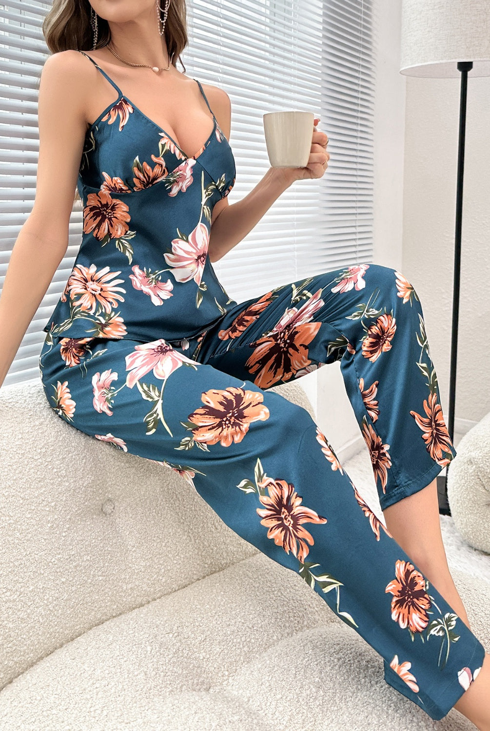 Plunge Cami and Pants Lounge Set-Krush Kandy, Women's Online Fashion Boutique Located in Phoenix, Arizona (Scottsdale Area)