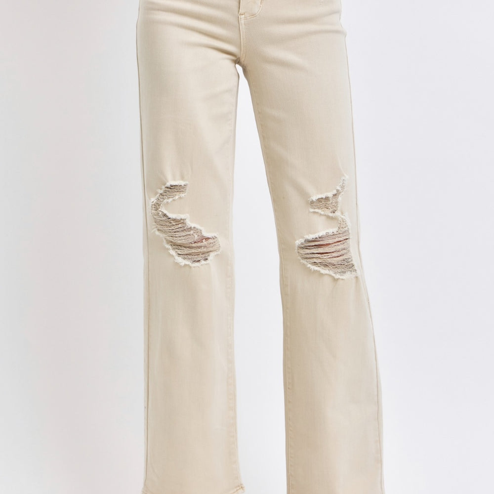 Judy Blue Full Size High Waist Distressed Wide Leg Jeans-Krush Kandy, Women's Online Fashion Boutique Located in Phoenix, Arizona (Scottsdale Area)