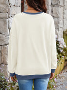 Lovelet Contrast Round Neck Long Sleeve Sweatshirt-Krush Kandy, Women's Online Fashion Boutique Located in Phoenix, Arizona (Scottsdale Area)