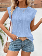 Eyelet Round Neck Cap Sleeve Top-Krush Kandy, Women's Online Fashion Boutique Located in Phoenix, Arizona (Scottsdale Area)