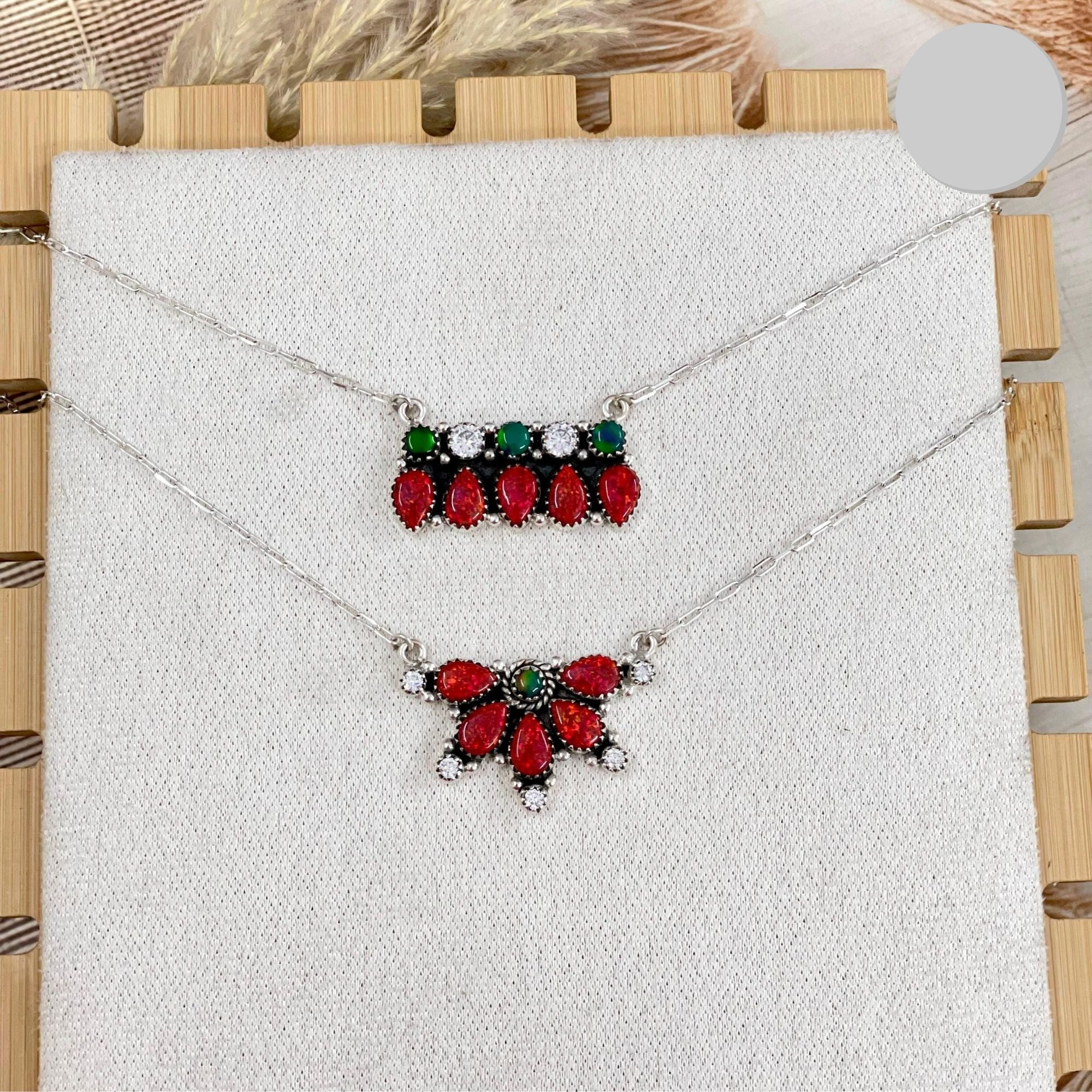 Multi Red Opal Cluster Necklaces-Chain Necklaces-Krush Kandy, Women's Online Fashion Boutique Located in Phoenix, Arizona (Scottsdale Area)