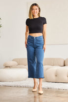 RfM Crop Chloe Full Size Tummy Control High Waist Raw Hem Jeans-Krush Kandy, Women's Online Fashion Boutique Located in Phoenix, Arizona (Scottsdale Area)