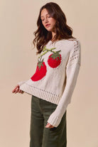 SO ME Vegetable Round Neck Long Sleeve Sweater-Sweater-Krush Kandy, Women's Online Fashion Boutique Located in Phoenix, Arizona (Scottsdale Area)