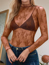 Floral Mock Neck Long Sleeve Mesh Top-Tops-Krush Kandy, Women's Online Fashion Boutique Located in Phoenix, Arizona (Scottsdale Area)