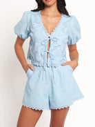 Lace Detail V-Neck Top and Shorts Set-2 Piece Outfit Sets-Krush Kandy, Women's Online Fashion Boutique Located in Phoenix, Arizona (Scottsdale Area)