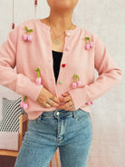Flower Button Up Long Sleeve Cardigan-Cardigans-Krush Kandy, Women's Online Fashion Boutique Located in Phoenix, Arizona (Scottsdale Area)