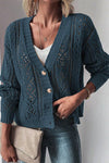 Openwork Button Up Long Sleeve Cardigan-Sweaters-Krush Kandy, Women's Online Fashion Boutique Located in Phoenix, Arizona (Scottsdale Area)