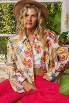 POL Floral Print Button Down Long Sleeve Shirt-Tops-Krush Kandy, Women's Online Fashion Boutique Located in Phoenix, Arizona (Scottsdale Area)