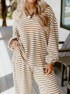 Stripe Collared Top and Drawstring Pant Set-Loungewear-Krush Kandy, Women's Online Fashion Boutique Located in Phoenix, Arizona (Scottsdale Area)