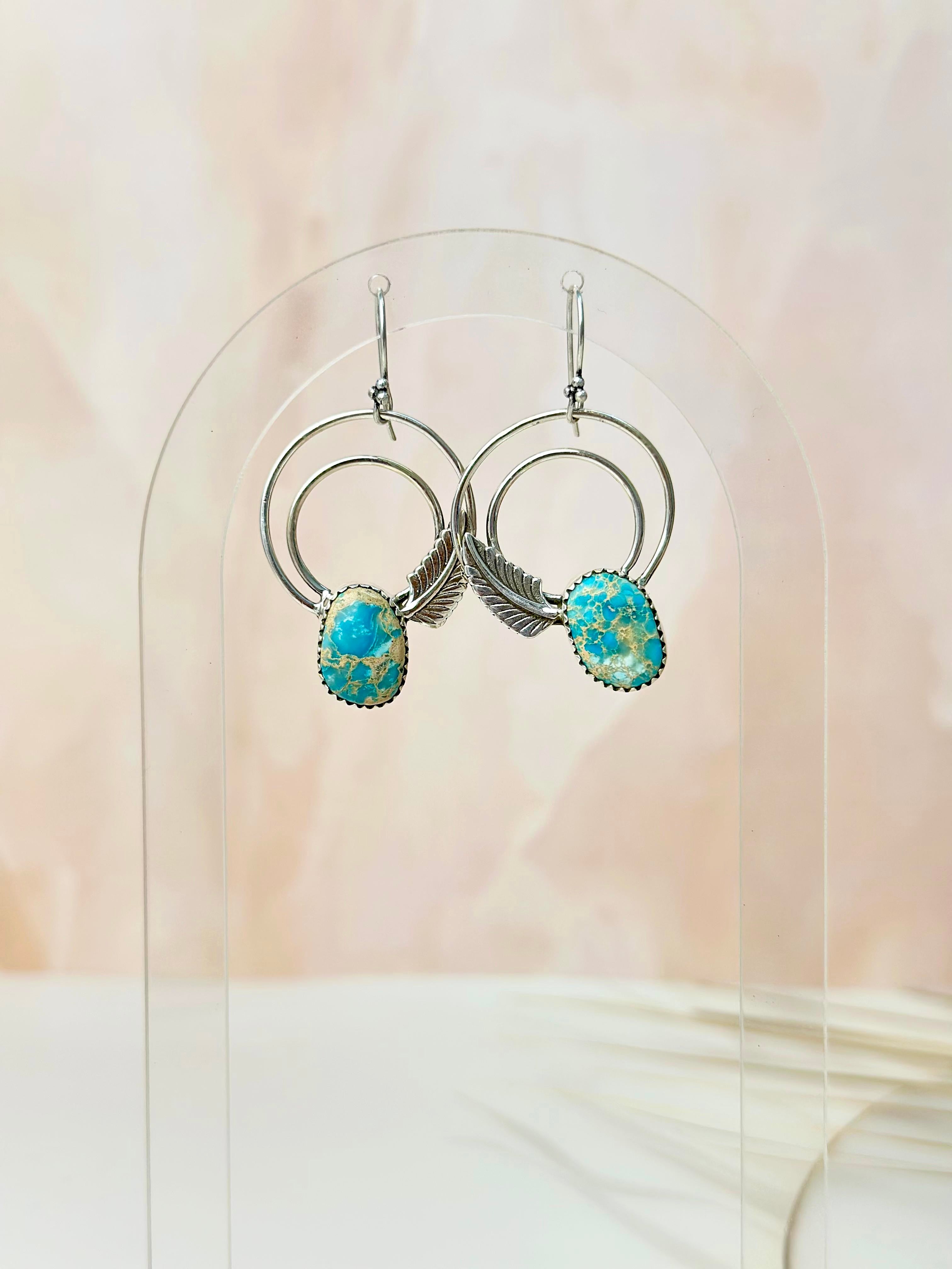 Light As A Feather Sterling Jasper Single Stone Hoops-Earrings-Krush Kandy, Women's Online Fashion Boutique Located in Phoenix, Arizona (Scottsdale Area)