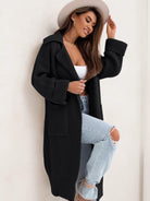 Pocketed Collared Neck Dropped Shoulder Cardigan-Krush Kandy, Women's Online Fashion Boutique Located in Phoenix, Arizona (Scottsdale Area)