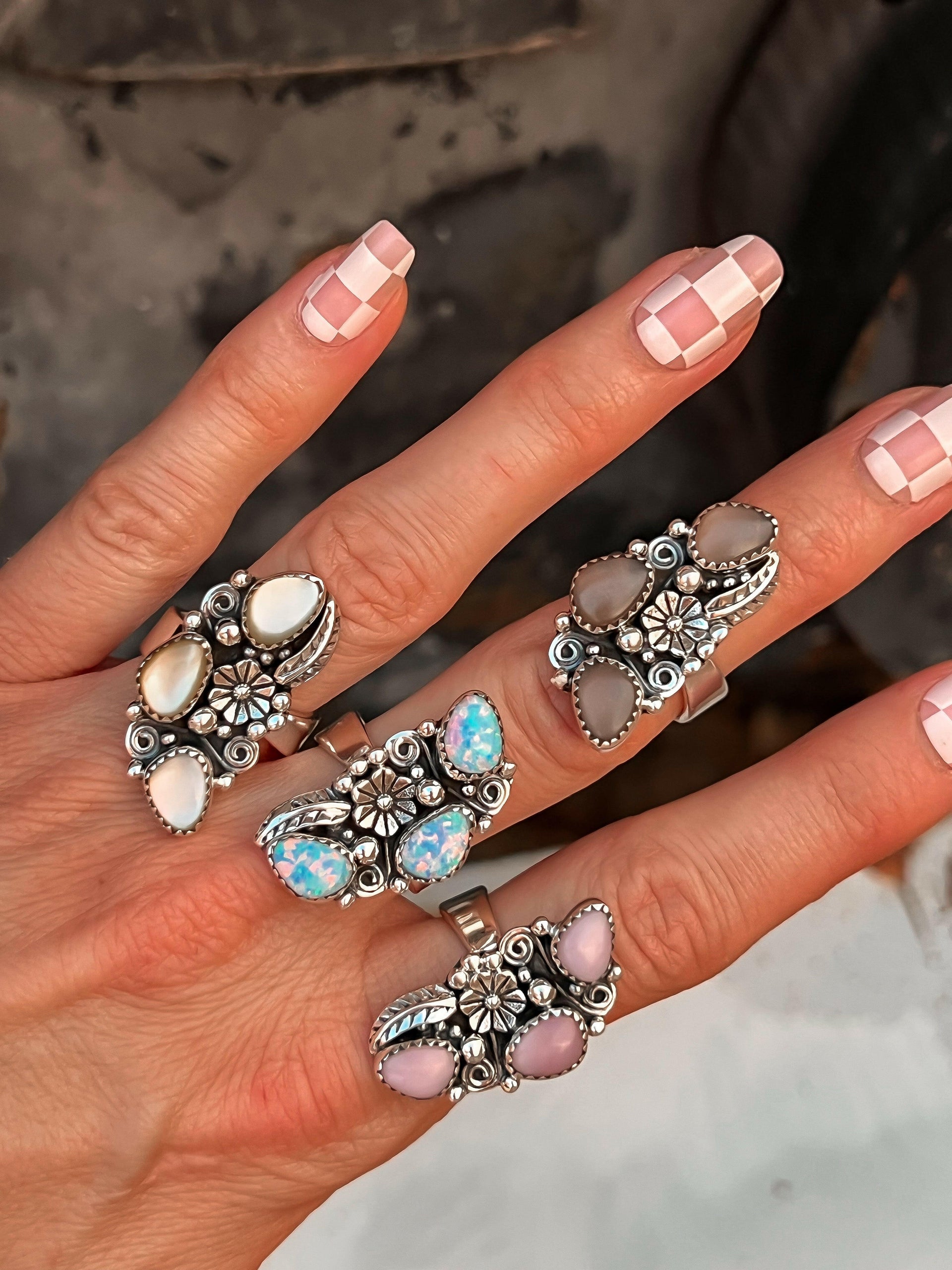 The Henley Triple Stone Flower Ring MADE TO ORDER-Cluster Rings-Krush Kandy, Women's Online Fashion Boutique Located in Phoenix, Arizona (Scottsdale Area)