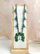 Irish Green Dahlia & Kingman Turquoise Statement Necklace sno 17-Necklaces-Krush Kandy, Women's Online Fashion Boutique Located in Phoenix, Arizona (Scottsdale Area)