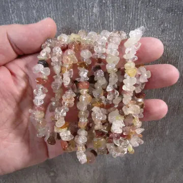 Rutilated Red Quartz Chip Bracelet-Chain Bracelets-Krush Kandy, Women's Online Fashion Boutique Located in Phoenix, Arizona (Scottsdale Area)