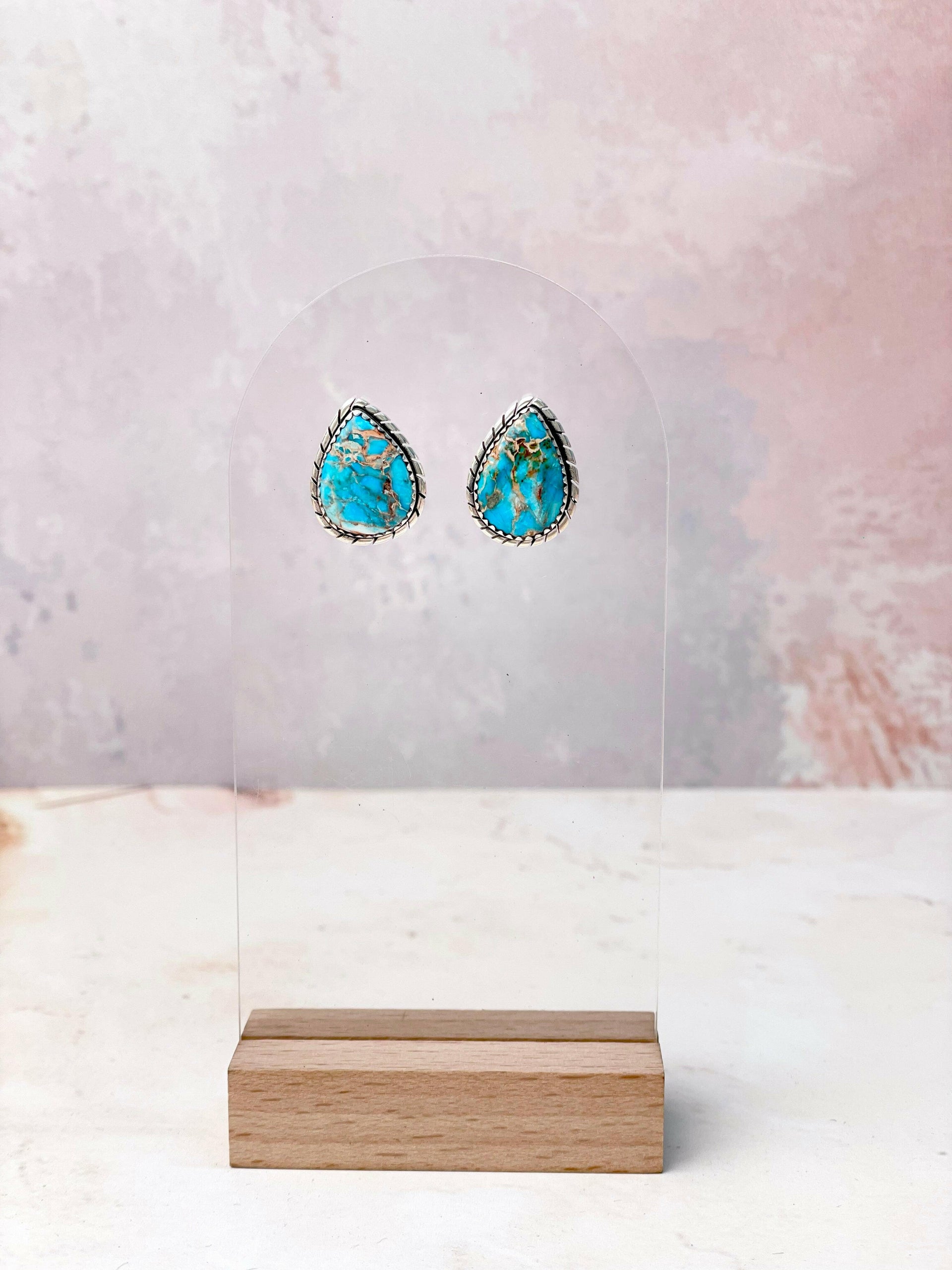 Desert Blue Jasper Slab Studs-Earrings-Krush Kandy, Women's Online Fashion Boutique Located in Phoenix, Arizona (Scottsdale Area)