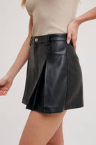 Front Pleated Faux Leather Skort-Skirts-Krush Kandy, Women's Online Fashion Boutique Located in Phoenix, Arizona (Scottsdale Area)