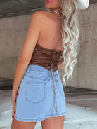 Western Embroidered Denim Mini Skirt-skirts-Krush Kandy, Women's Online Fashion Boutique Located in Phoenix, Arizona (Scottsdale Area)