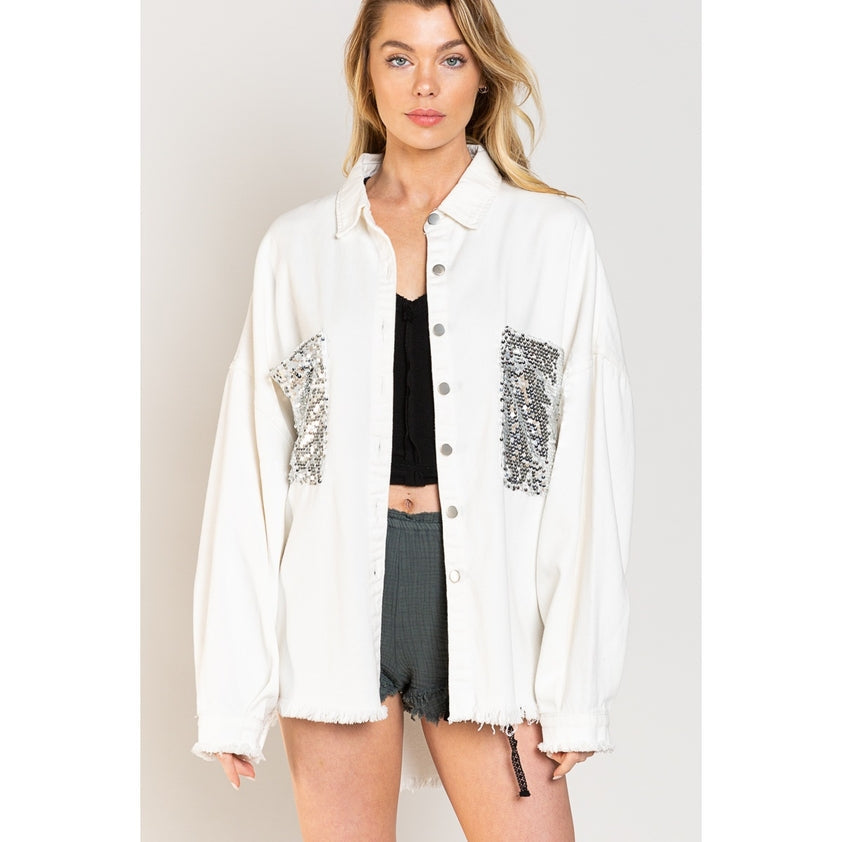 Shiny Star Sequined Shacket-Shackets-Krush Kandy, Women's Online Fashion Boutique Located in Phoenix, Arizona (Scottsdale Area)