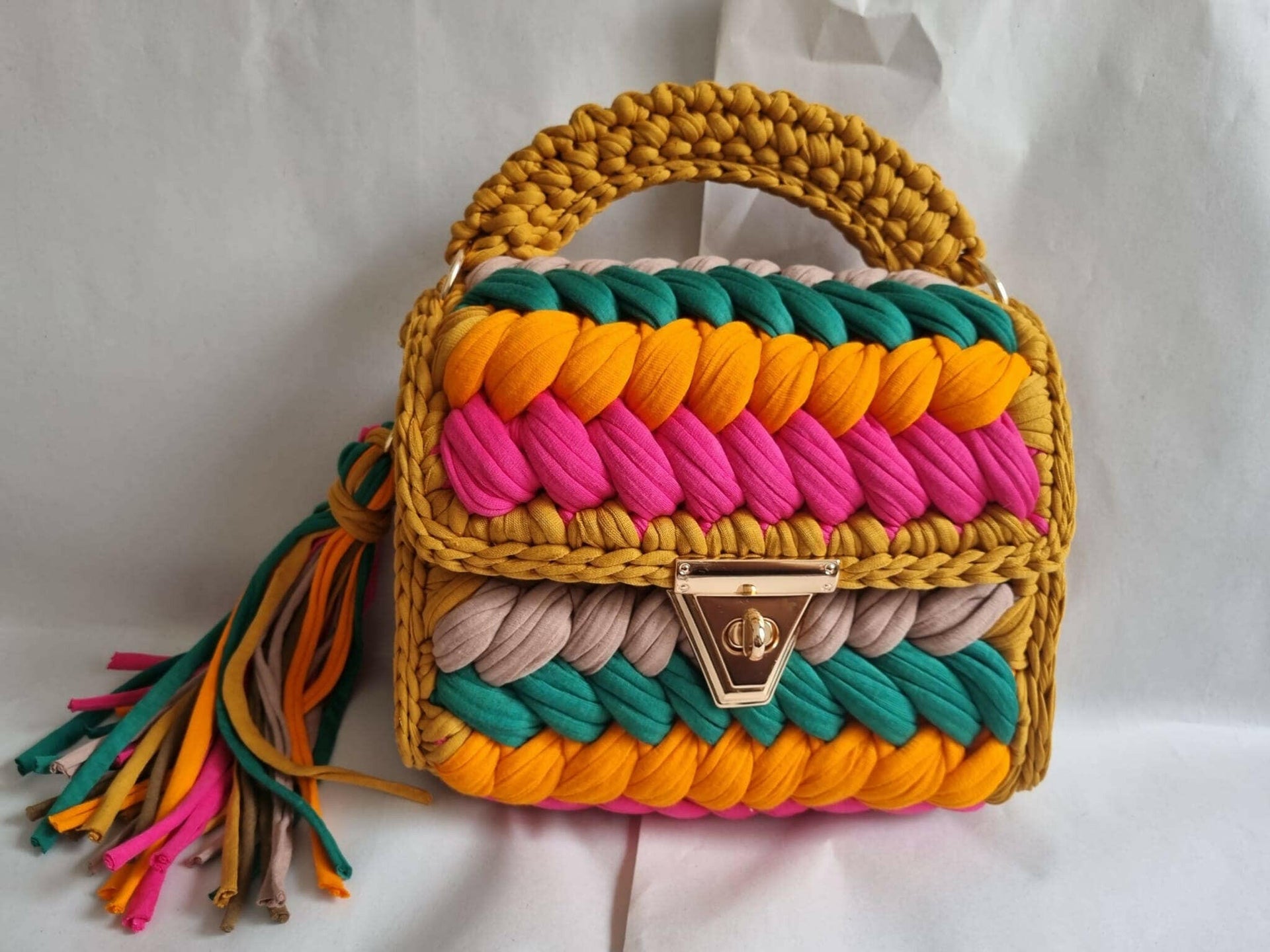 Arizona Sunsets Handmade Crochet Purse-handbags-Krush Kandy, Women's Online Fashion Boutique Located in Phoenix, Arizona (Scottsdale Area)
