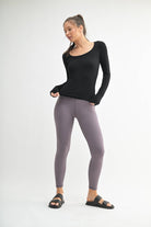 Lightweight Stretch Ribbed Long Sleeve Top-Tops-Krush Kandy, Women's Online Fashion Boutique Located in Phoenix, Arizona (Scottsdale Area)