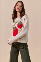 SO ME Vegetable Round Neck Long Sleeve Sweater-Sweater-Krush Kandy, Women's Online Fashion Boutique Located in Phoenix, Arizona (Scottsdale Area)