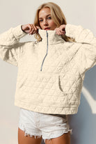 Half Zip Long Sleeve Quilted Sweatshirt with Pocket-Jackets-Krush Kandy, Women's Online Fashion Boutique Located in Phoenix, Arizona (Scottsdale Area)