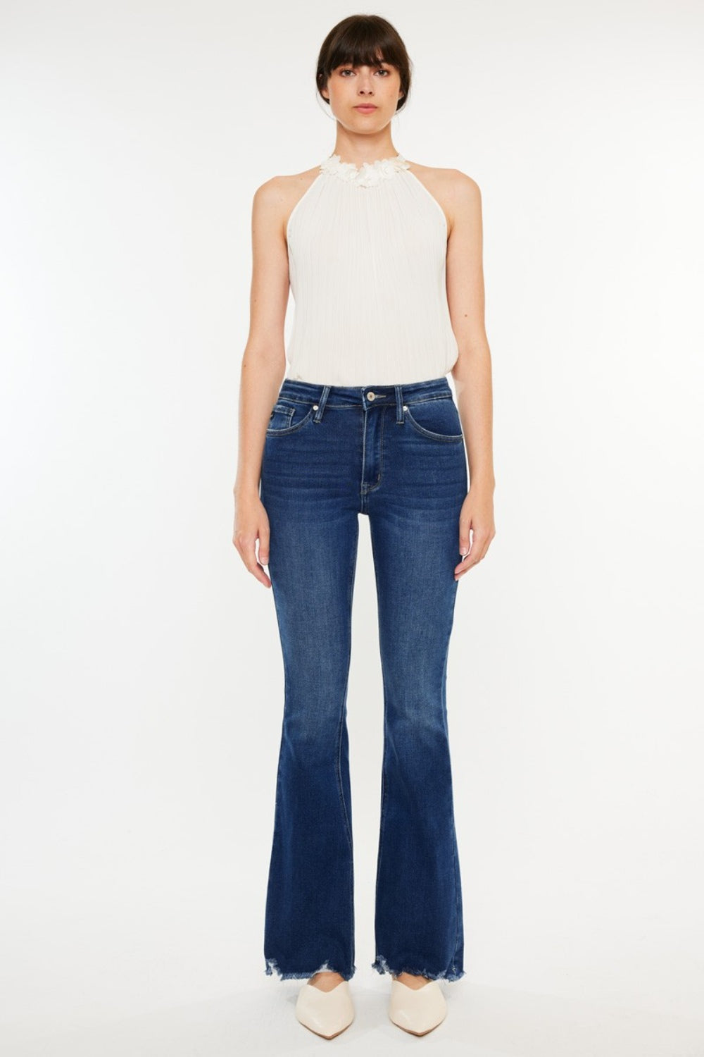 Kancan Cat's Whiskers Raw Hem Flare Jeans-Jeans-Krush Kandy, Women's Online Fashion Boutique Located in Phoenix, Arizona (Scottsdale Area)