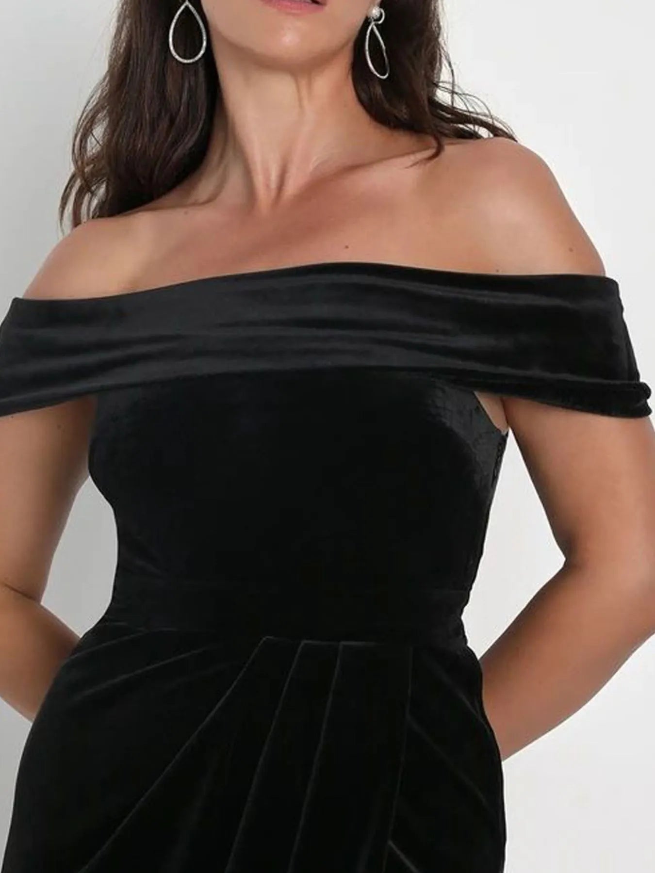 Off-Shoulder Wrap Dress with Side Slit-Dresses-Krush Kandy, Women's Online Fashion Boutique Located in Phoenix, Arizona (Scottsdale Area)