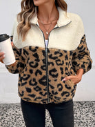 Leopard Zip Up Fleece Jacket-Jackets-Krush Kandy, Women's Online Fashion Boutique Located in Phoenix, Arizona (Scottsdale Area)